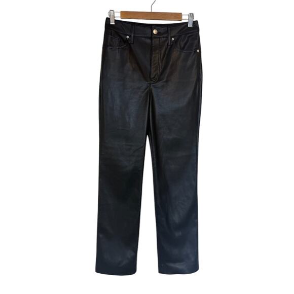 Express Pants Women 4 Short Black 90s Slim Super High Rise Faux‎ Leather Glam - Picture 1 of 9